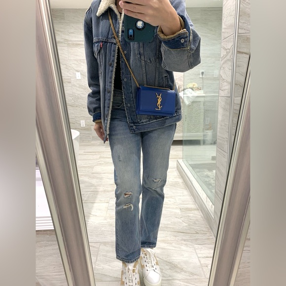 ❌SOLD❌Authentic Saint Laurent Grain De Poudre Small Monogram Kate Bag. - Picture 4 of 14